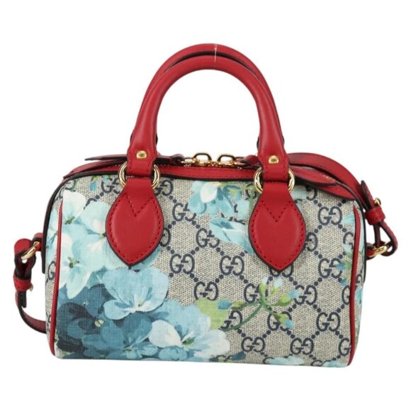 GUCCI GG Blooms Hand Bag PVC 2way Red Navy 546312 Auth 135290M - Picture 3 of 16